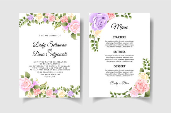 Beautiful Wedding Invitation Card with Roses