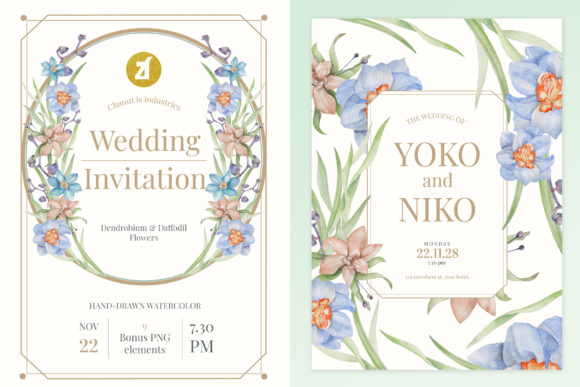 Charming Dendrobium Flower Wedding Invites