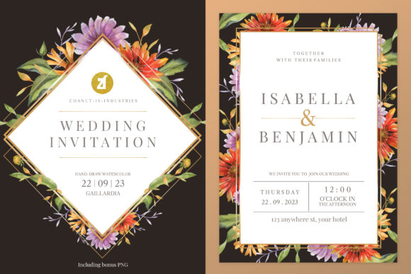 Gaillardia Wedding Invitation Graphic: A Charming Floral Design for Your Special Day
