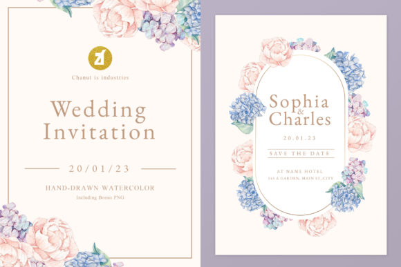 Hydrangea Peony: Elegant Wedding Invitation Design