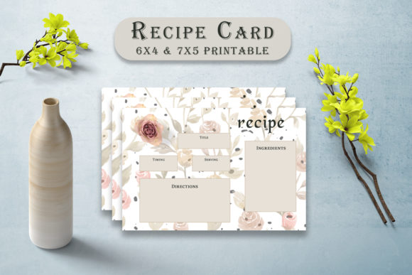 Rose Patterned Recipe Card Template
