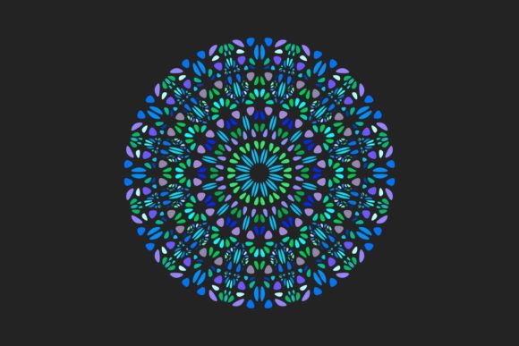 Round Colorful Geometrical Stone Mandala